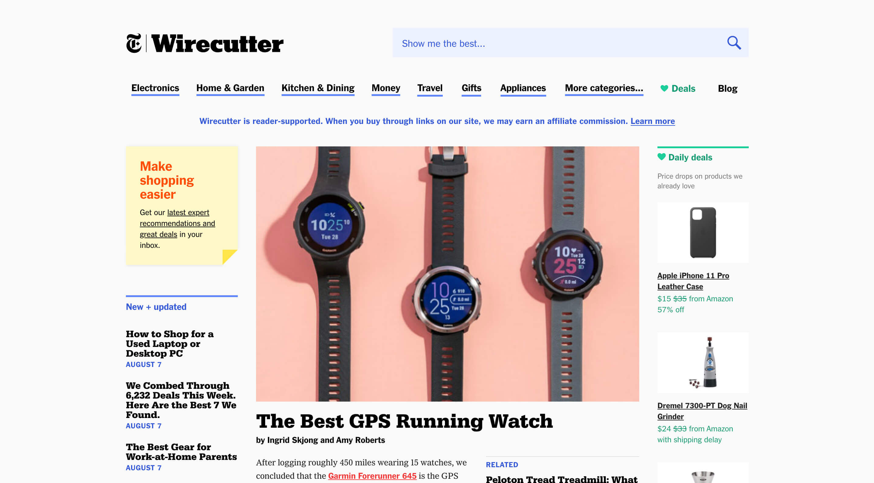 The Wirecuttter Homepage