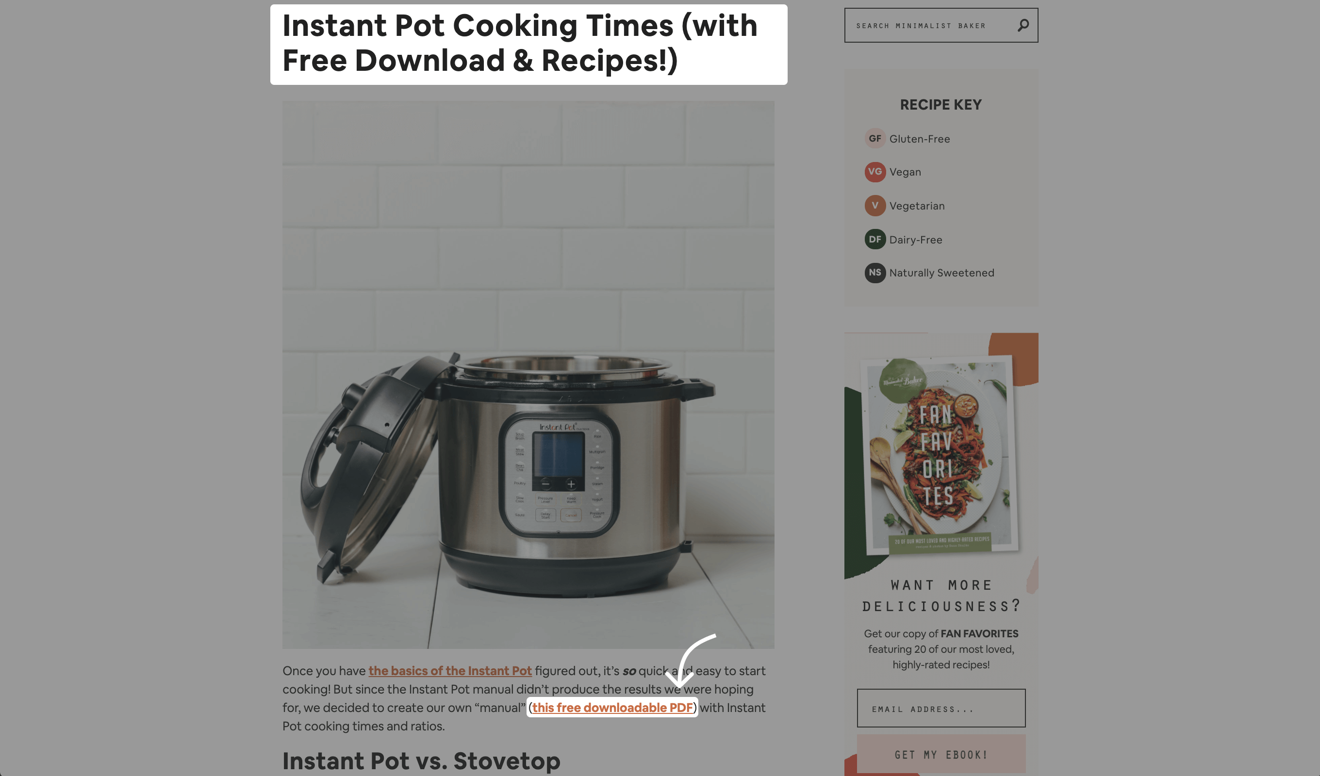 Example Funnel with an Instant Pot