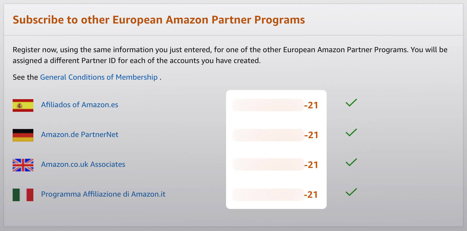 Register for additional Amazon EU countries