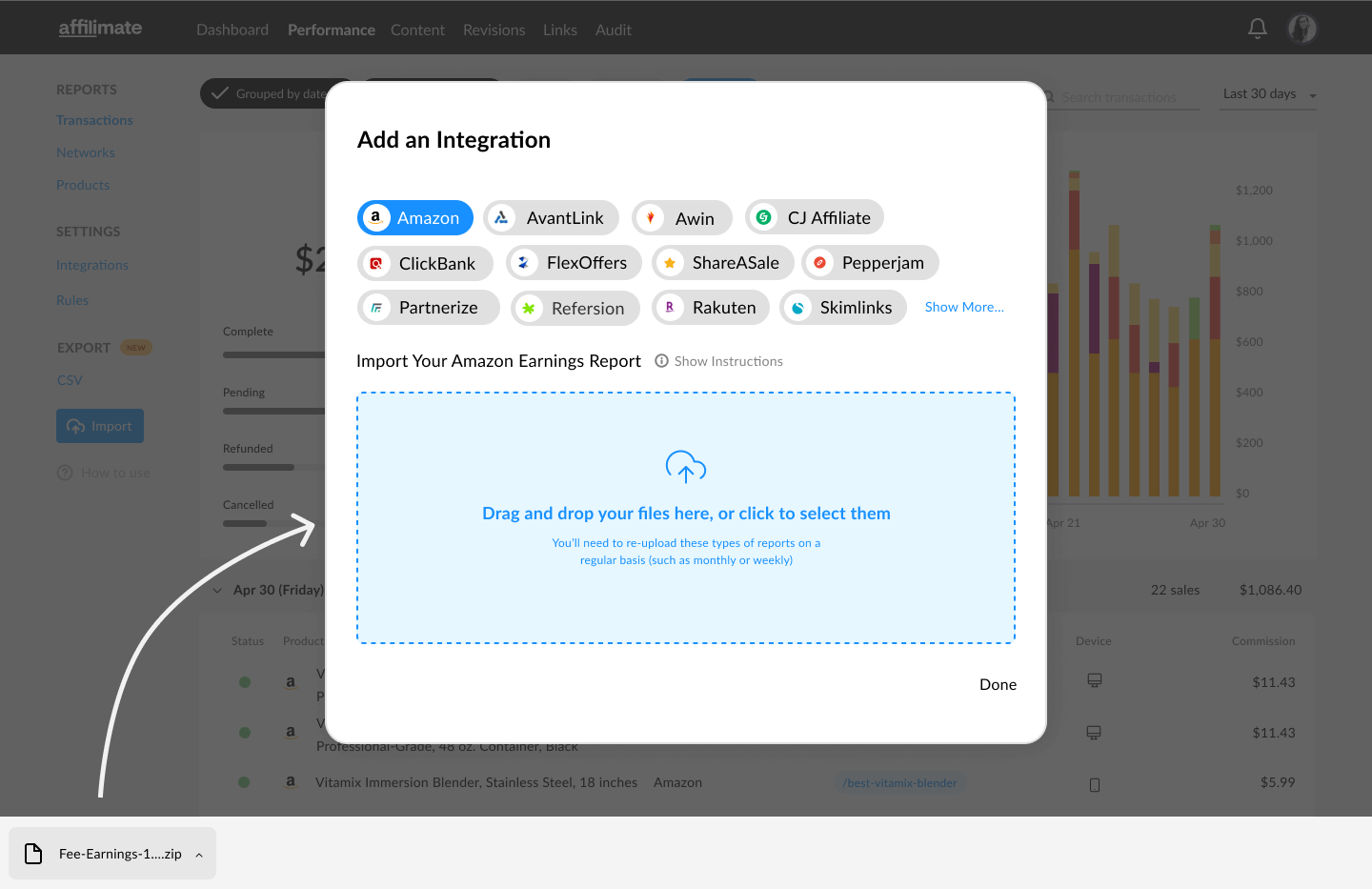 Upload Amazon Earnings reports