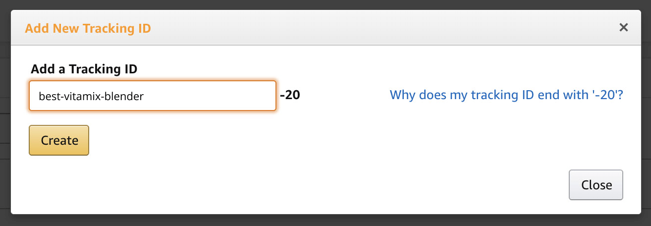 Create tracking ID for Amazon affiliate program