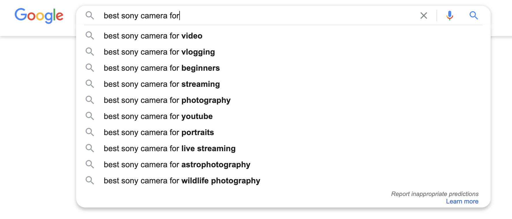 Find commercial intent keywords with Google Autocomplete
