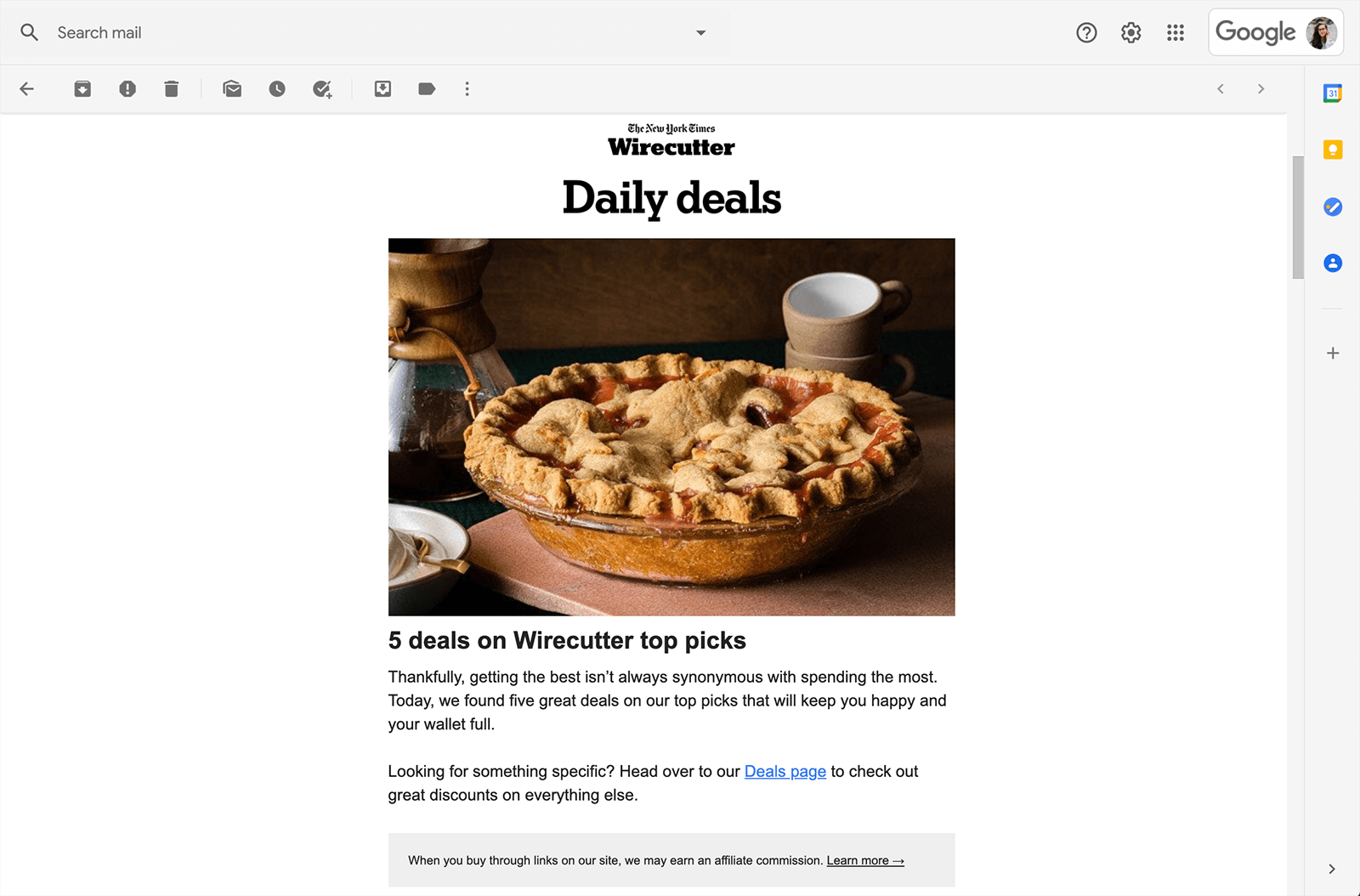 Affiliate Email Example from Wirecutter