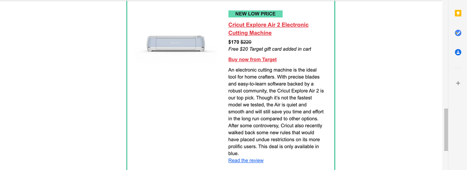 Affiliate Email Example from Wirecutter