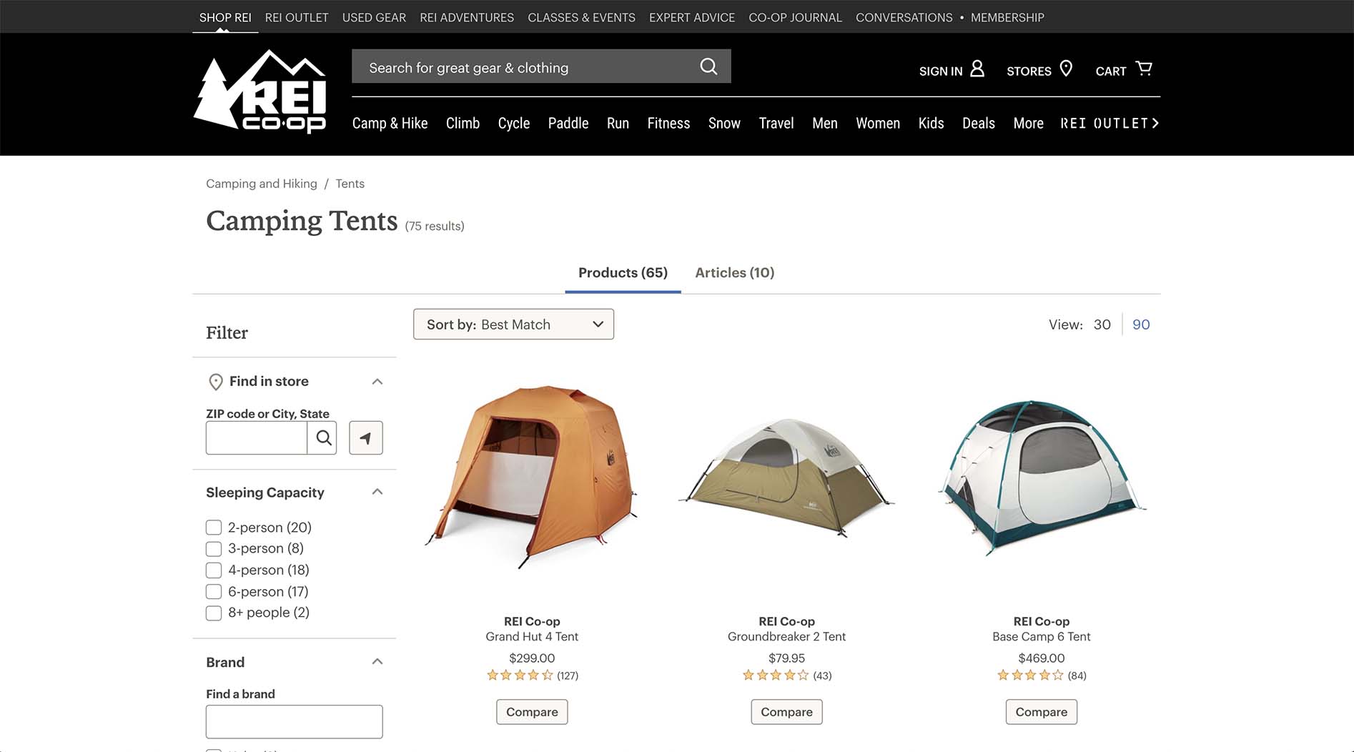 Outdoors tents