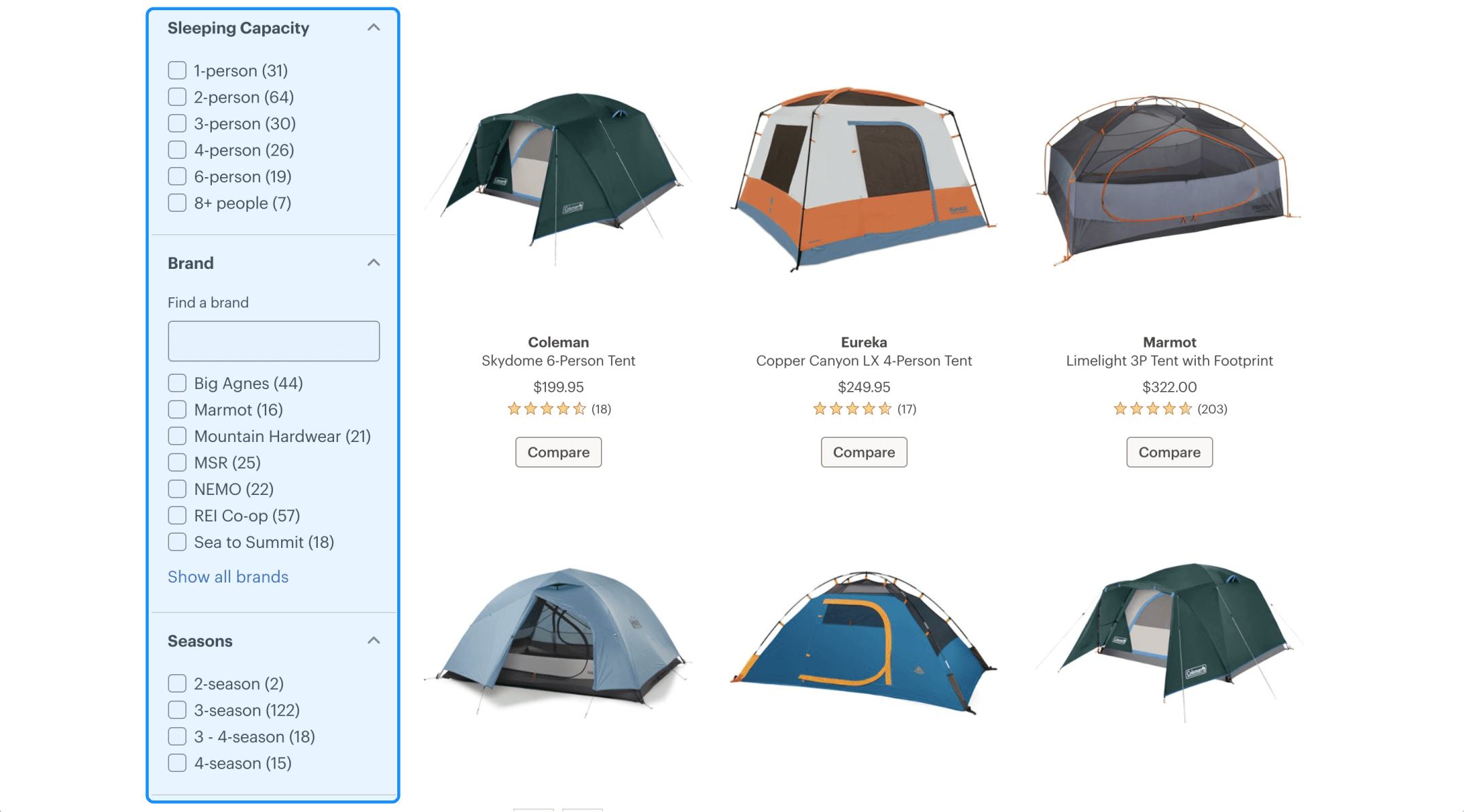 Product Comparison metrics