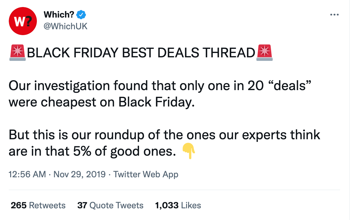 Twitter affiliate marketing example for Black Friday