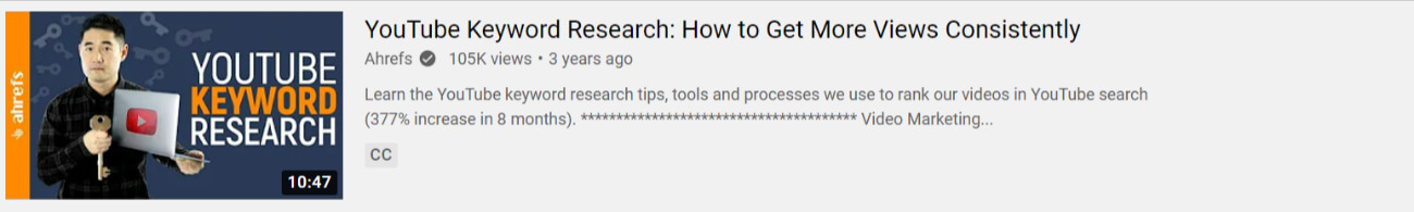 Thumbnail image of Ahrefs YouTube video “YouTube Keyword Research: How To Get More Views Consistently